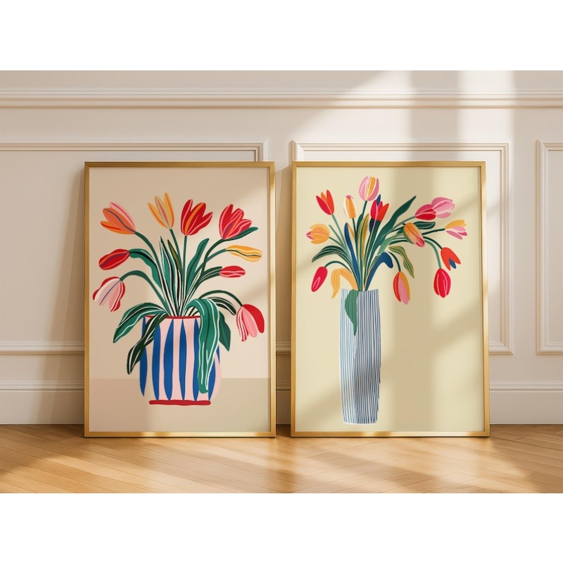 2pcs Tulip Flowers Canvas Wall - Florist Supply Vases recension och pris