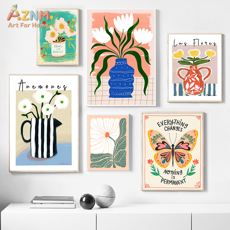 AZNM Boho Floral Canvas Wall A - Florist Supply Vases recension och pris